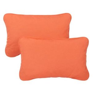 Mozaic Corded Indoor/Outdoor Lumbar Throw Pillows, 13 By 20-Inch, Melon, Set Of 2