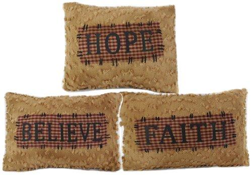Craft Outlet Chenille Believe Hope Faith Pillow Set Of 3, 12-Inch