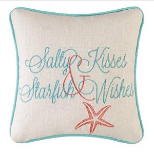 10 Embroidery Pillow, Salty Kisses Starfish