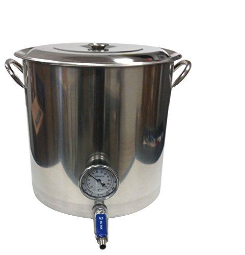 Learn To Brew 32 Quart Stainless Stock Pot With Weld Less Valve & Thermometer By Learn To Brew, 8 Gallon