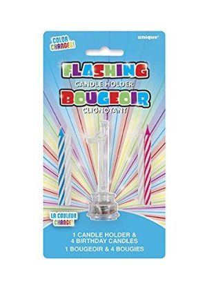 Multicolor Flashing Number 1 Cake Topper & Birthday Candle Set, 5Pc