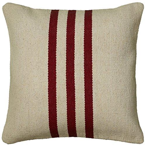 Rizzy Home Pilt05989bere1818 Wool Dhurrie Stripe Decorative Pillow,Beige