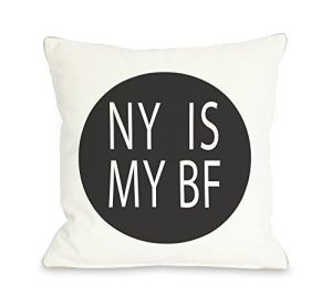 One Bella Casa Ny Is My Bf Circle Throw Pillow W/Zipper By Obc, 18X 18, Black/White