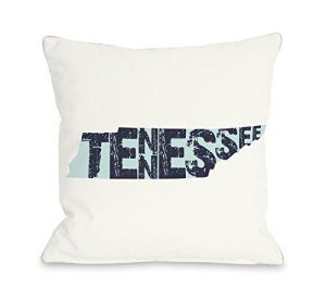 One Bella Casa Tennessee State Type Throw Pillow W/Zipper By Obc, 18X 18, Blue/Navy