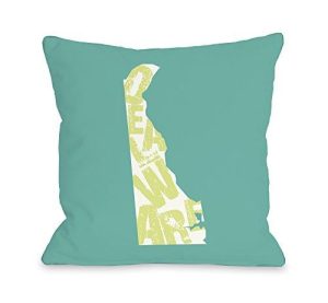 One Bella Casa Delaware State Type Throw Pillow W/Zipper By Obc, 18X 18, Teal/Lime
