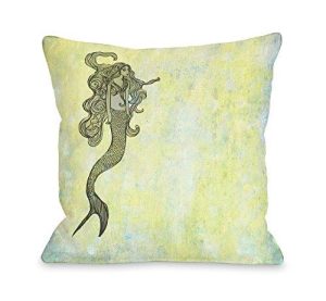 One Bella Casa Mermaid Throw Pillow W/Zipper By Obc, 18X 18, Multi