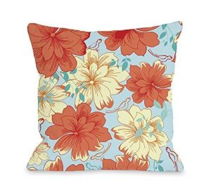 One Bella Casa Windswept Flowers Throw Pillow W/Zipper By Obc, 18X 18, Turquoise/Multi