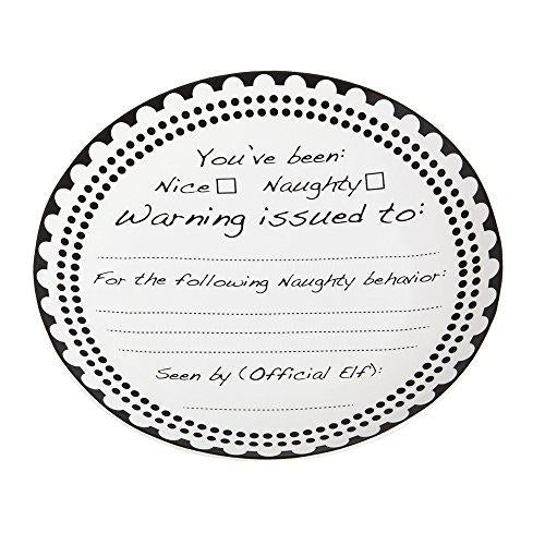 Cypress Home Ceramic Nice Or Naughty Black Ink Customizable 12-Inch Platter
