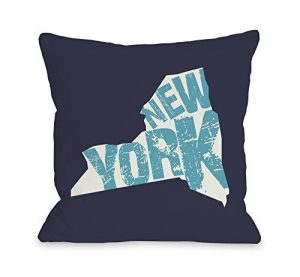 One Bella Casa New York State Type Throw Pillow By Obc, 18X 18, Blue