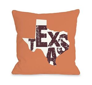 One Bella Casa Texas State Type Throw Pillow By Obc, 18X 18, Orange/Brick Red