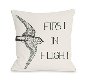 One Bella Casa First In Flight Throw Pillow By Obc, 18X 18, Cream/Asphalt