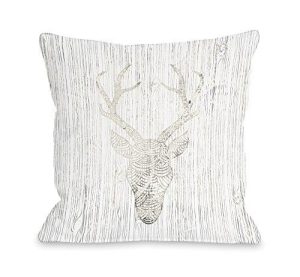 One Bella Casa Reindeer Head Throw Pillow By Obc, 18X 18, Cream