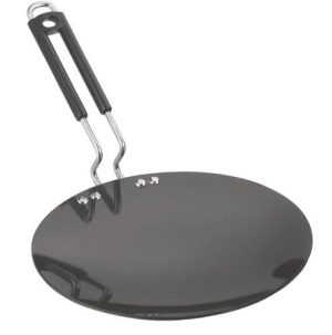 Vinod Cookware Pearl Hard Anodised Induction Friendly Concave Tawa, 25Cm, Black