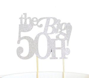 All About Details Silver The Big 5Oh! Cake Topper