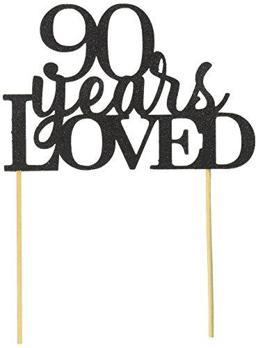 All About Details Black 90-Years-Loved Cake Topper