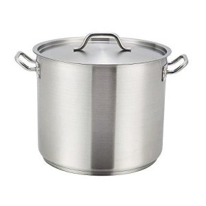 Winco Sst-8, 8-Quart 6.75-Inch High 9.5-Inch Diameter Stainless Steel Stock Pot With Cover, Master Cook With 5 Millimeter Thick Aluminum Core