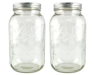 Ball Jar With Lid And Band - Pick Your Size And Color (Clear, Wide Mouth Half Gallon - 64 Oz.)