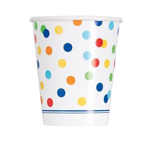 9Oz Rainbow Mini Polka Dot Party Cups, 8Ct