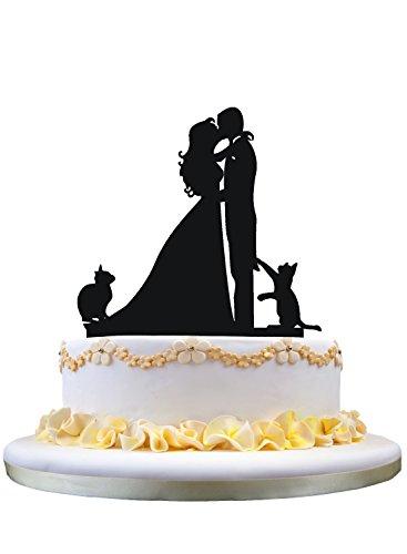 Wedding Cake Topper With Two Cats Pet Silhouette