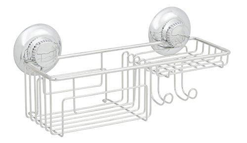 Gecko-Loc Rustproof Heavy Duty Suction Cup Combo Bath Shower Caddy Storage Basket Soap Holder - Stainless Steel - Chrome