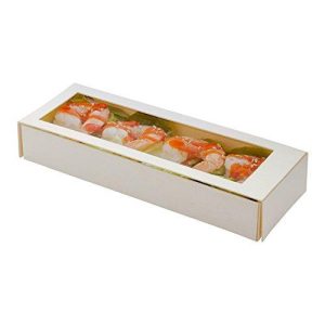 Restaurantware 100 Count Box Taipei Collection 7.7 Rectangular Container With Window Flap Lid, Medium, Poplar