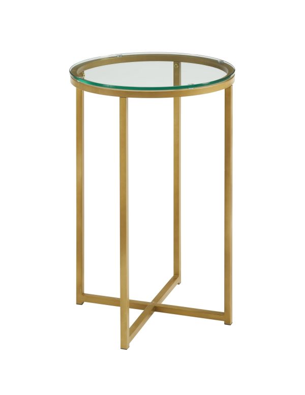 16 Round Side Table - Glass/Gold