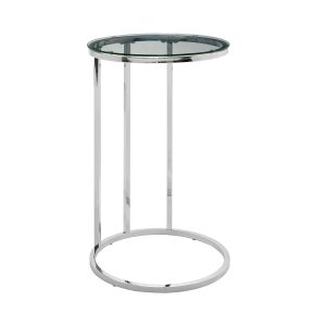 16 Round C Table - Clear Glass Top, Chrome Base