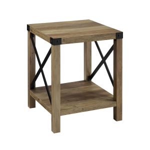 18 Metal X Side Table - Rustic Oak