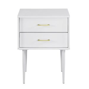 20 Olivia Two-Drawer Side Table - White