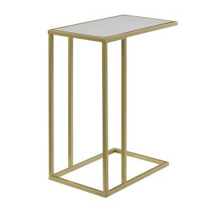 20 C-Table - White Faux Marble/ Gold