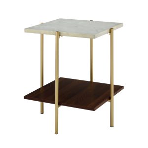 20 Square Side Table - Marble/Gold
