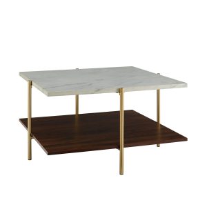 32 Simone Square Coffee Table - Marble & Gold