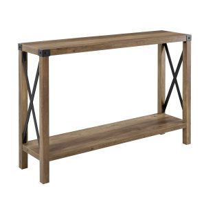 46 Metal X Entry Table - Rustic Oak