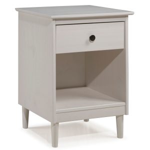 1-Drawer Solid Wood Nightstand - White