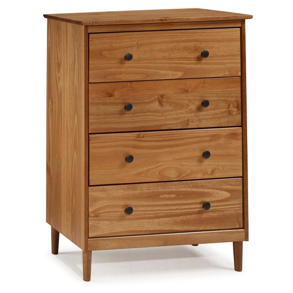 4-Drawer Solid Wood Dresser - Caramel