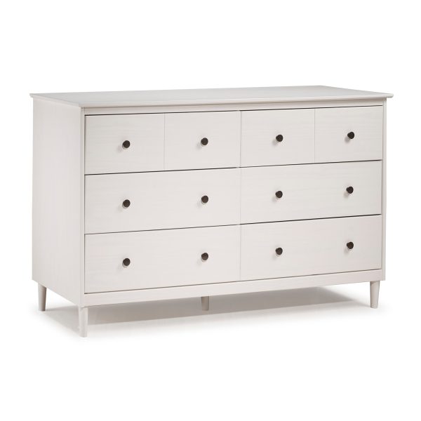 6-Drawer Solid Wood Dresser - White