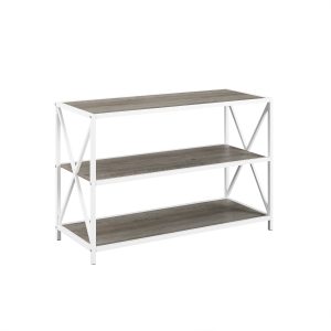 40 X-Frame Console - Grey Wash and White Metal