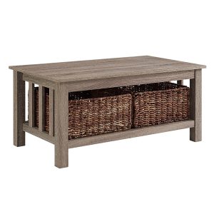 40 Wood Storage Coffee Table with Totes - Driftwood