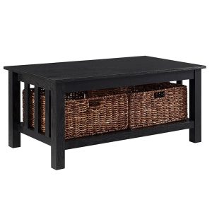 40 Wood Storage Coffee Table with Totes - Black