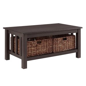 40 Wood Storage Coffee Table with Totes - Espresso