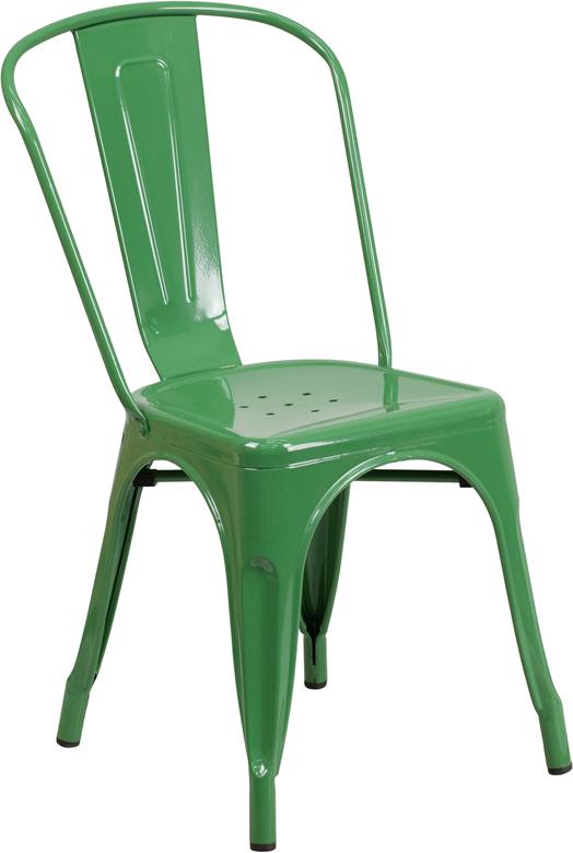 Green Metal Indoor-Outdoor Stackable Chair - CH-31230-GN-GG