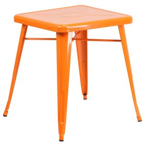 23.75'' Square Orange Metal Indoor-Outdoor Table - CH-31330-29-OR-GG