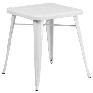 23.75'' Square White Metal Indoor-Outdoor Table - CH-31330-29-WH-GG