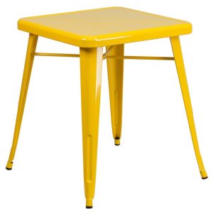 23.75'' Square Yellow Metal Indoor-Outdoor Table - CH-31330-29-YL-GG