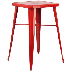 23.75'' Square Red Metal Indoor-Outdoor Bar Height Table - CH-31330-RED-GG