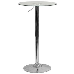 23.5'' Round Adjustable Height Glass Table (Adjustable Range 33.5'' - 41'') - CH-5-GG