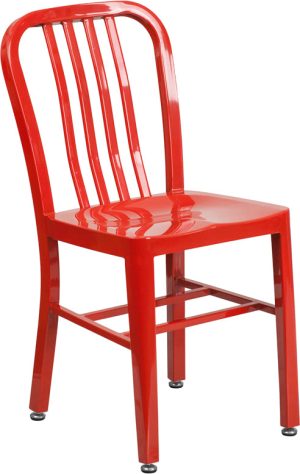 Red Metal Indoor-Outdoor Chair - CH-61200-18-RED-GG