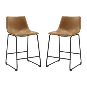 26 Faux Leather Counter Stool 2 pack - Whiskey Brown