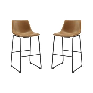 30 Faux Leather Barstool 2 pack - Whiskey Brown
