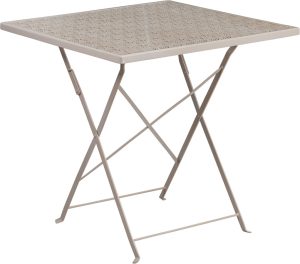 28'' Square Light Gray Indoor-Outdoor Steel Folding Patio Table - CO-1-SIL-GG